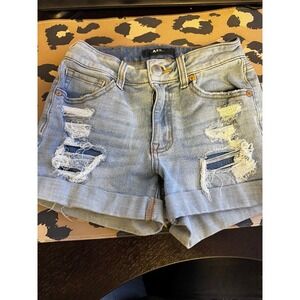 Aeropostale Shorts Womens 2 Aero High Rise Curvy Midi Stretch Denim EUC